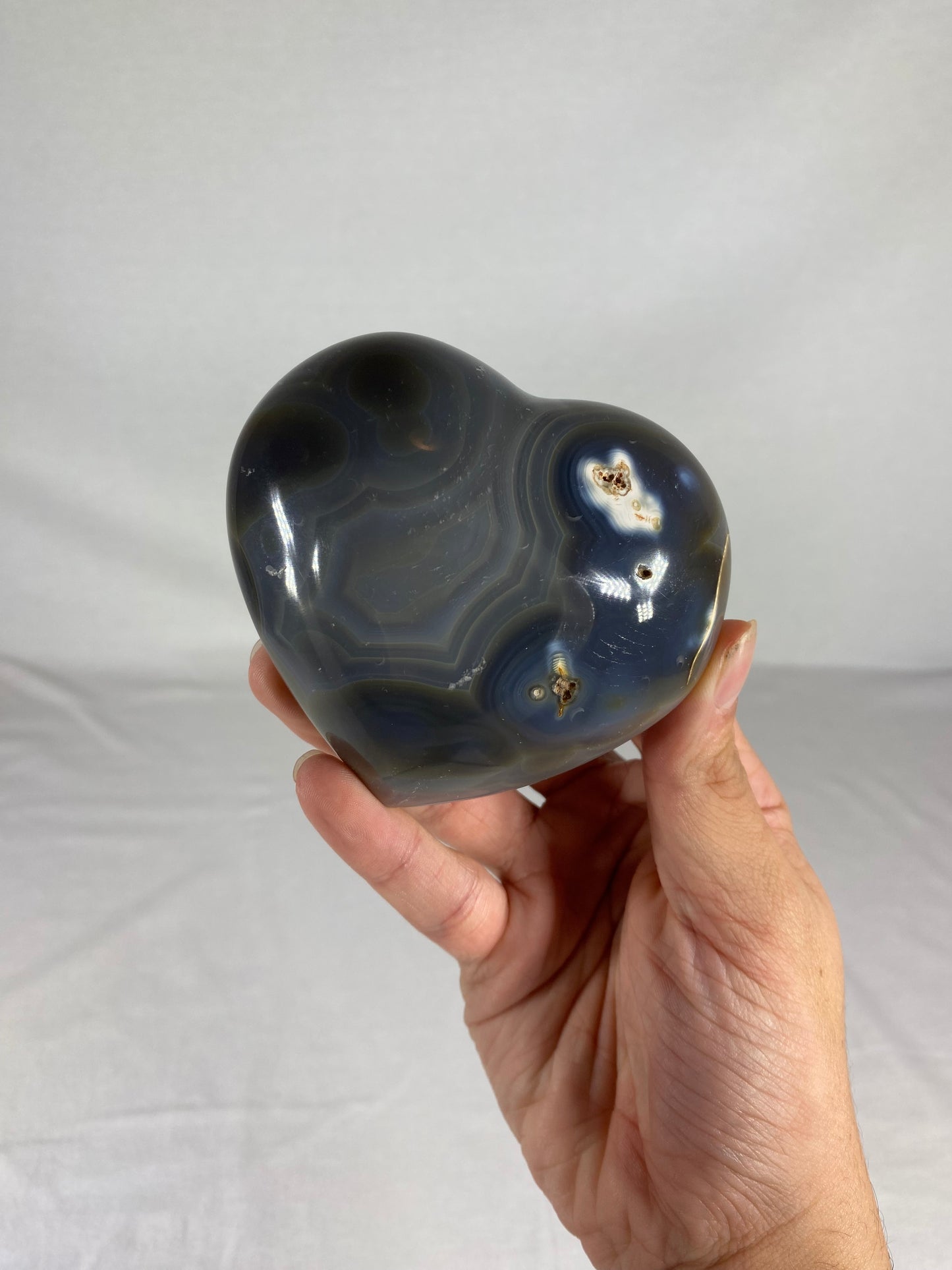 Madagascan Polished Orca Agate Heart (C)