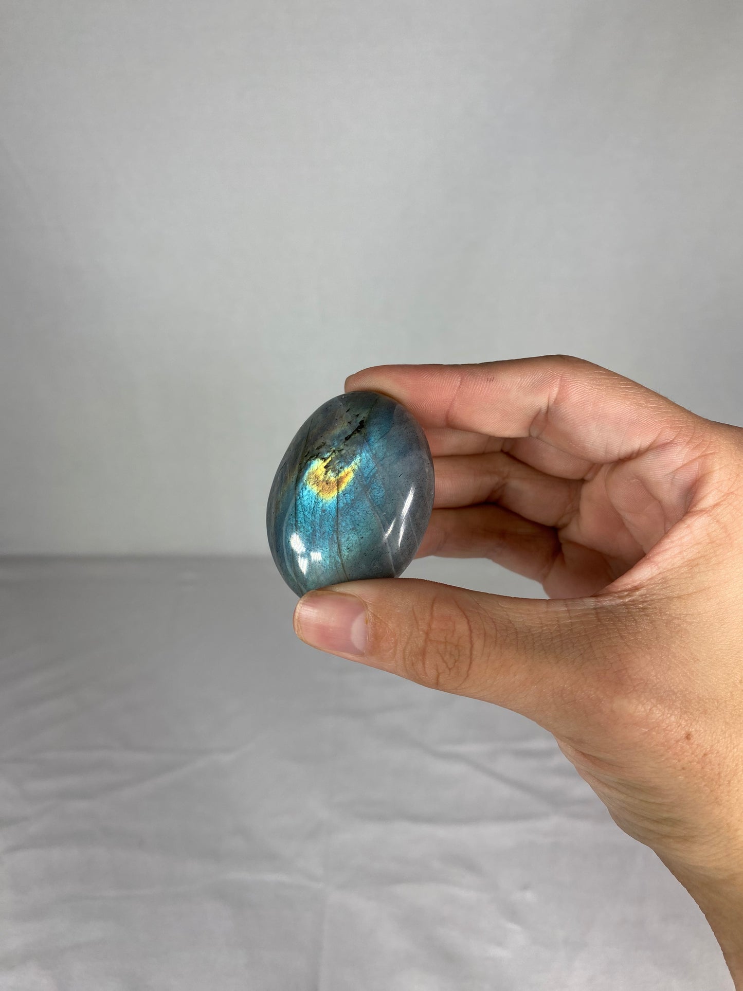Madagascan Polished Labradorite Palm Stone (K1)