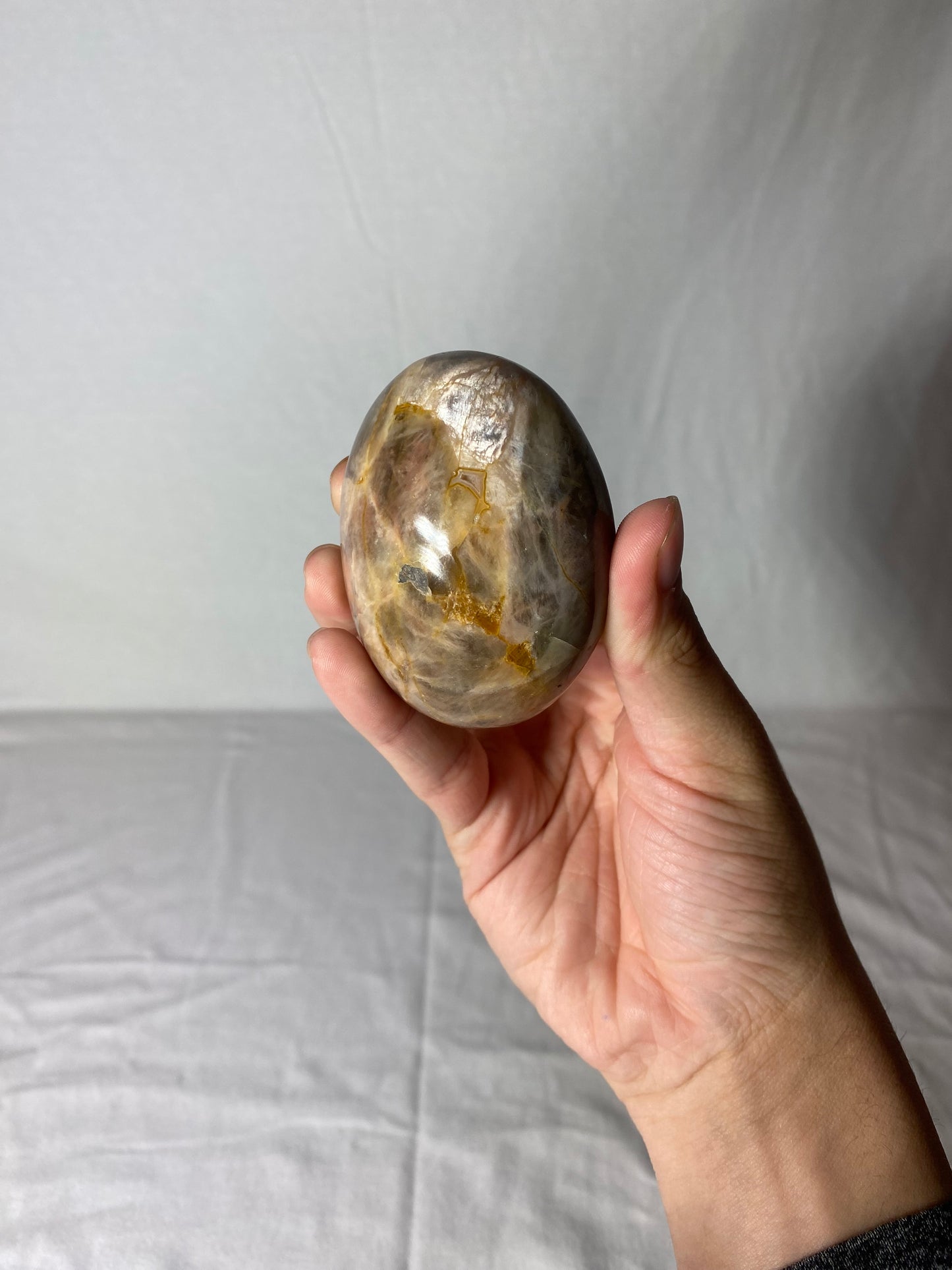 Madagascan Polished Sunstone Palm Stone (E)