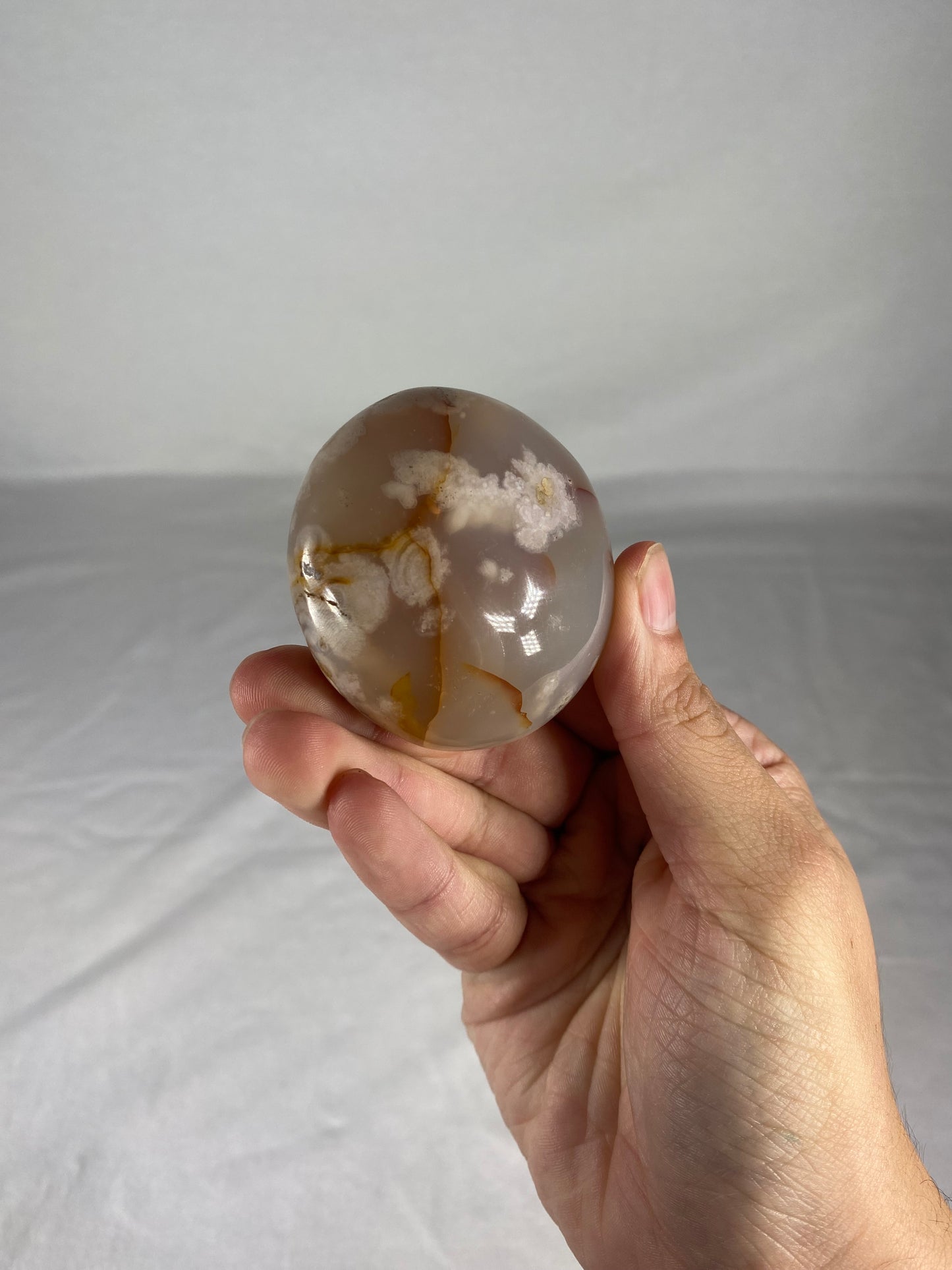 Madagascan Polished Flower Agate Palm Stone (A)