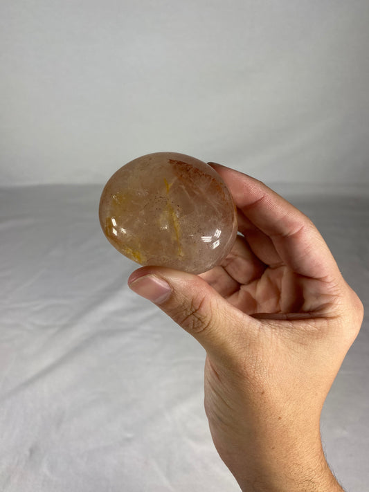 Madagascan Polished Fire Quartz Palm Stone (A)