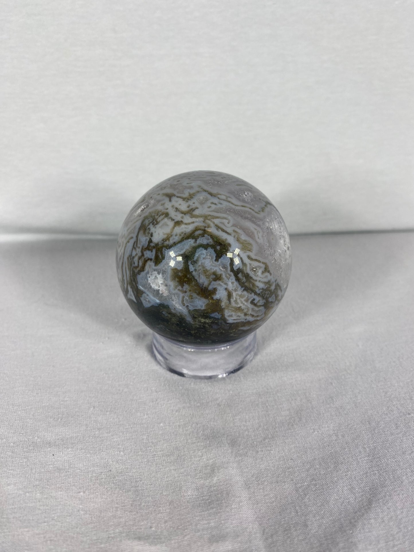 Chinese Polished Moss Agate Sphere (A)