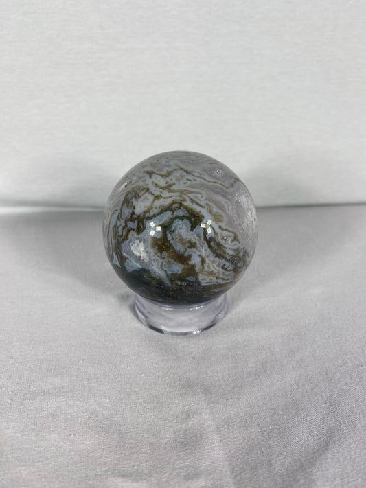 Chinese Polished Moss Agate Sphere (A)