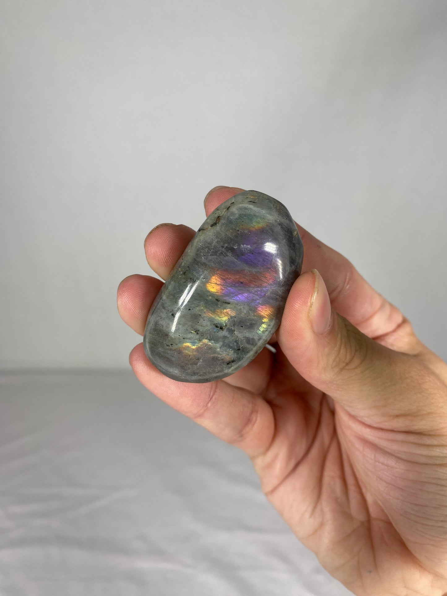 Madagascan Polished Labradorite Palm Stone (J)