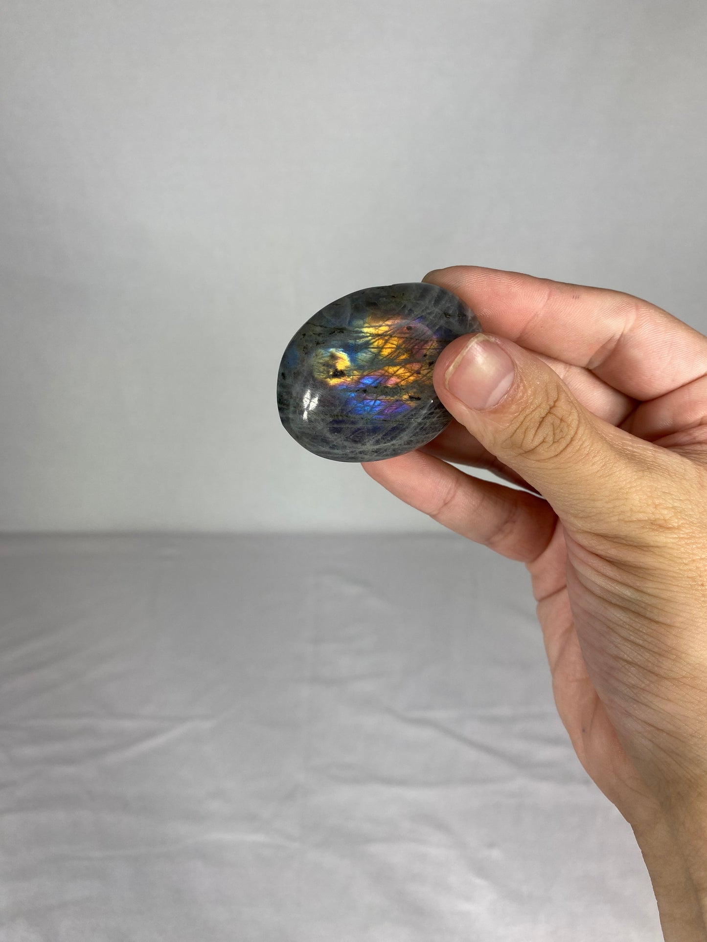 Madagascan Polished Labradorite Palm Stone (E1)