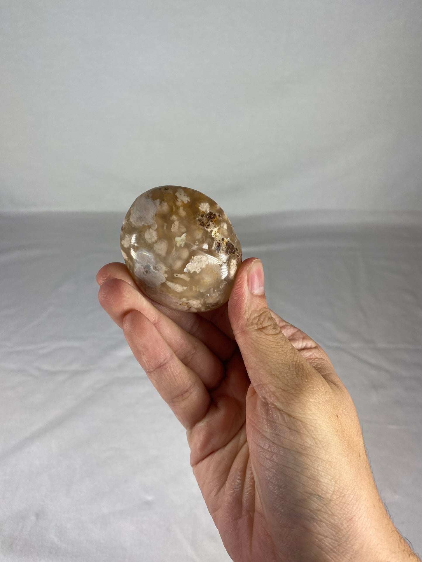 Madagascan Polished Flower Agate Palm Stone (B)
