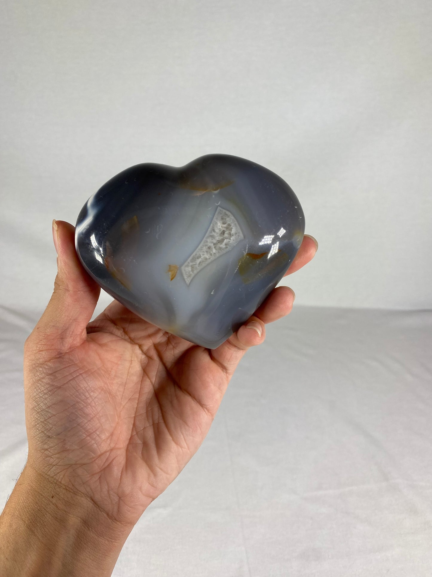 Madagascan Polished Orca Agate Heart (B)