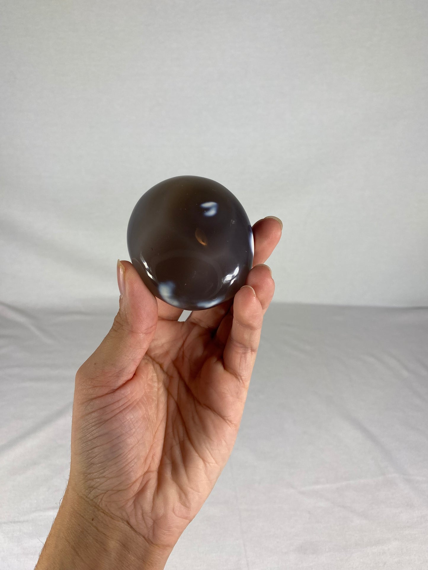 Madagascan Polished Orca Agate Palm Stone (B)
