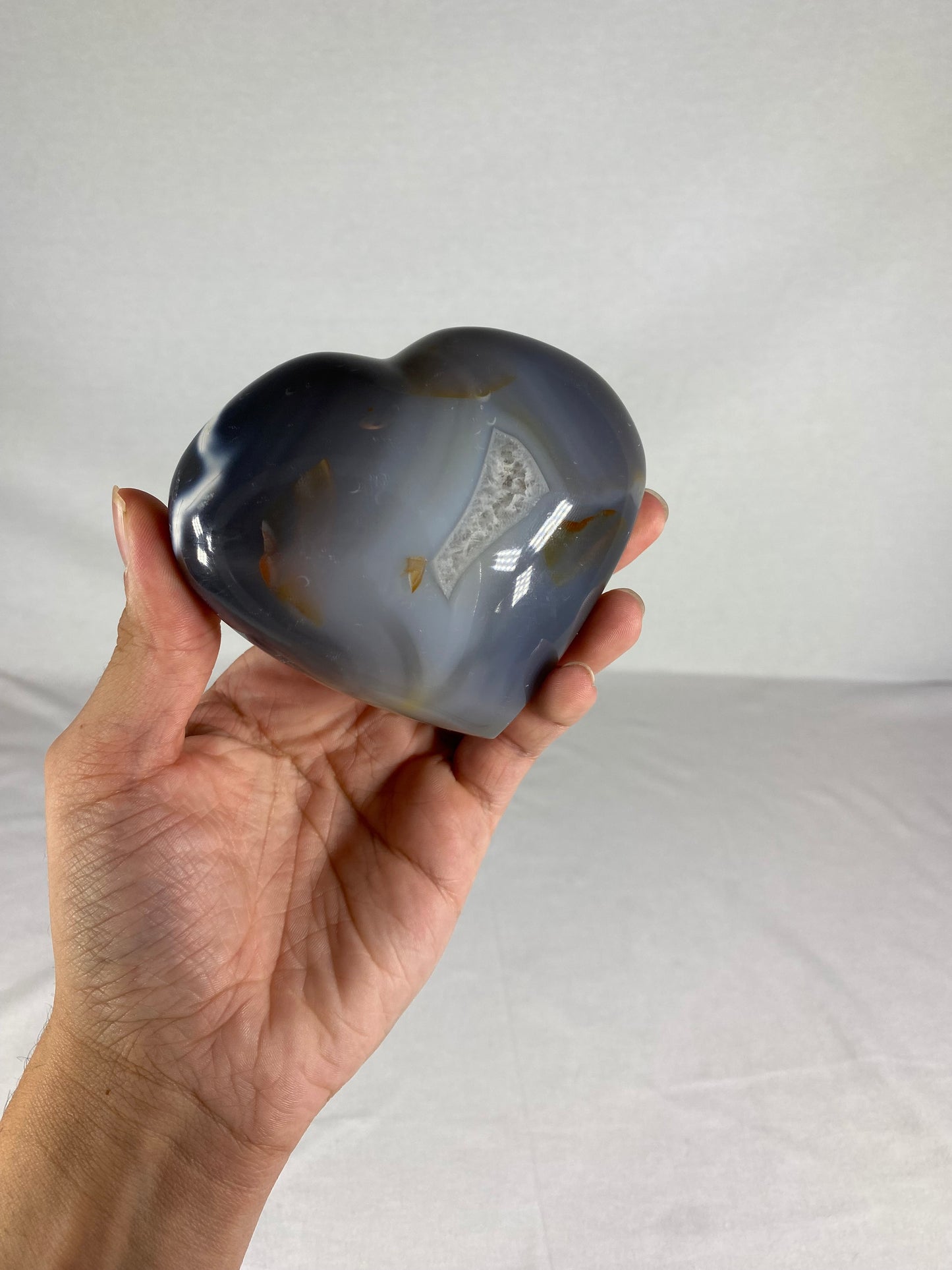 Madagascan Polished Orca Agate Heart (B)