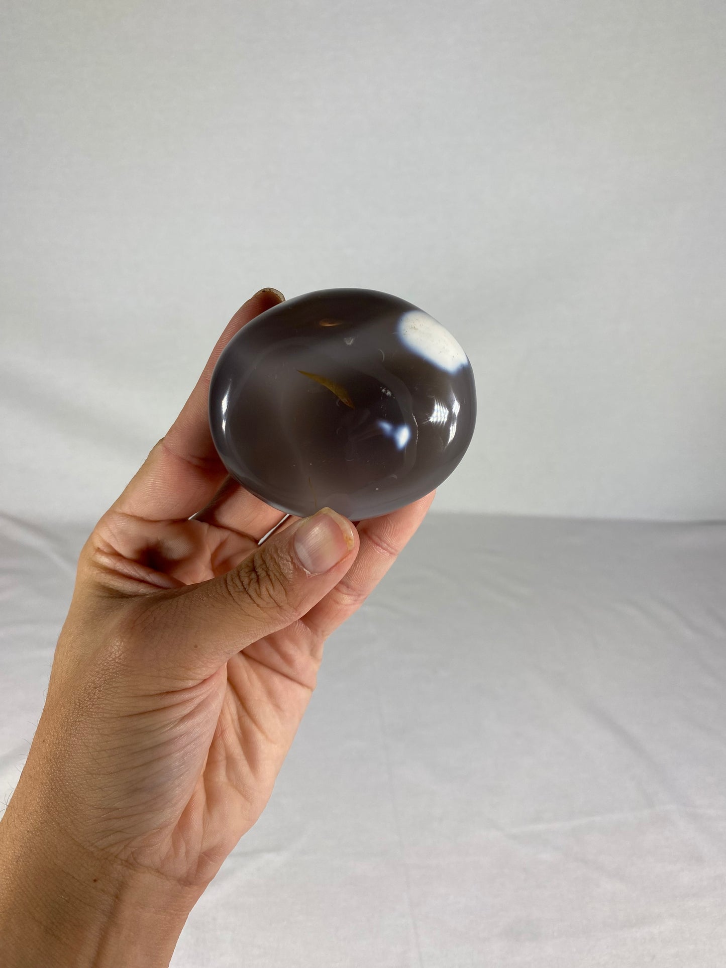 Madagascan Polished Orca Agate Palm Stone (B)