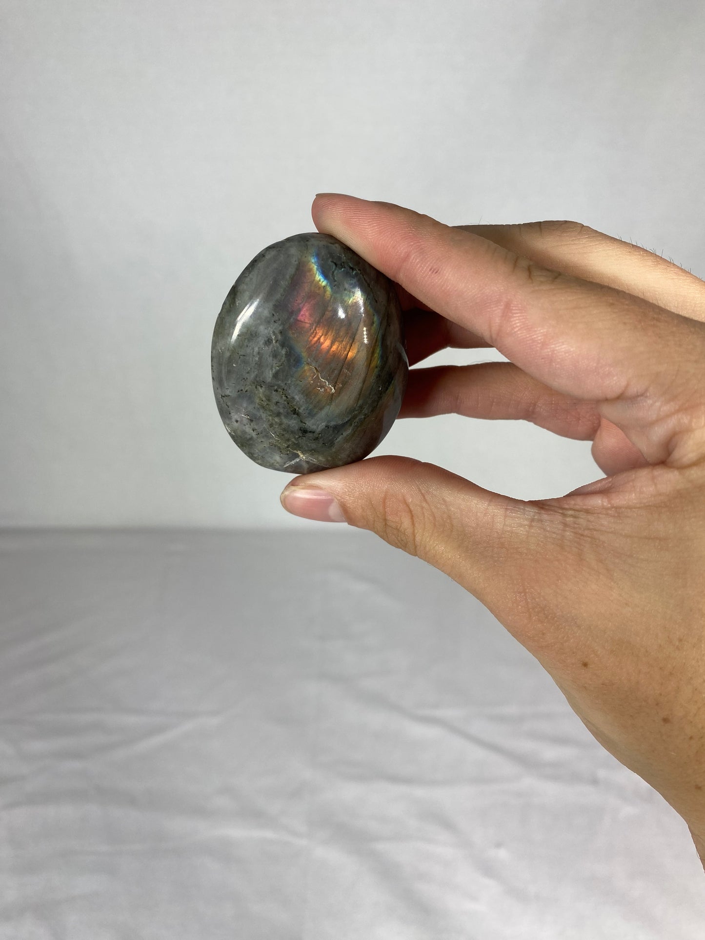 Madagascan Polished Labradorite Palm Stone (C1)
