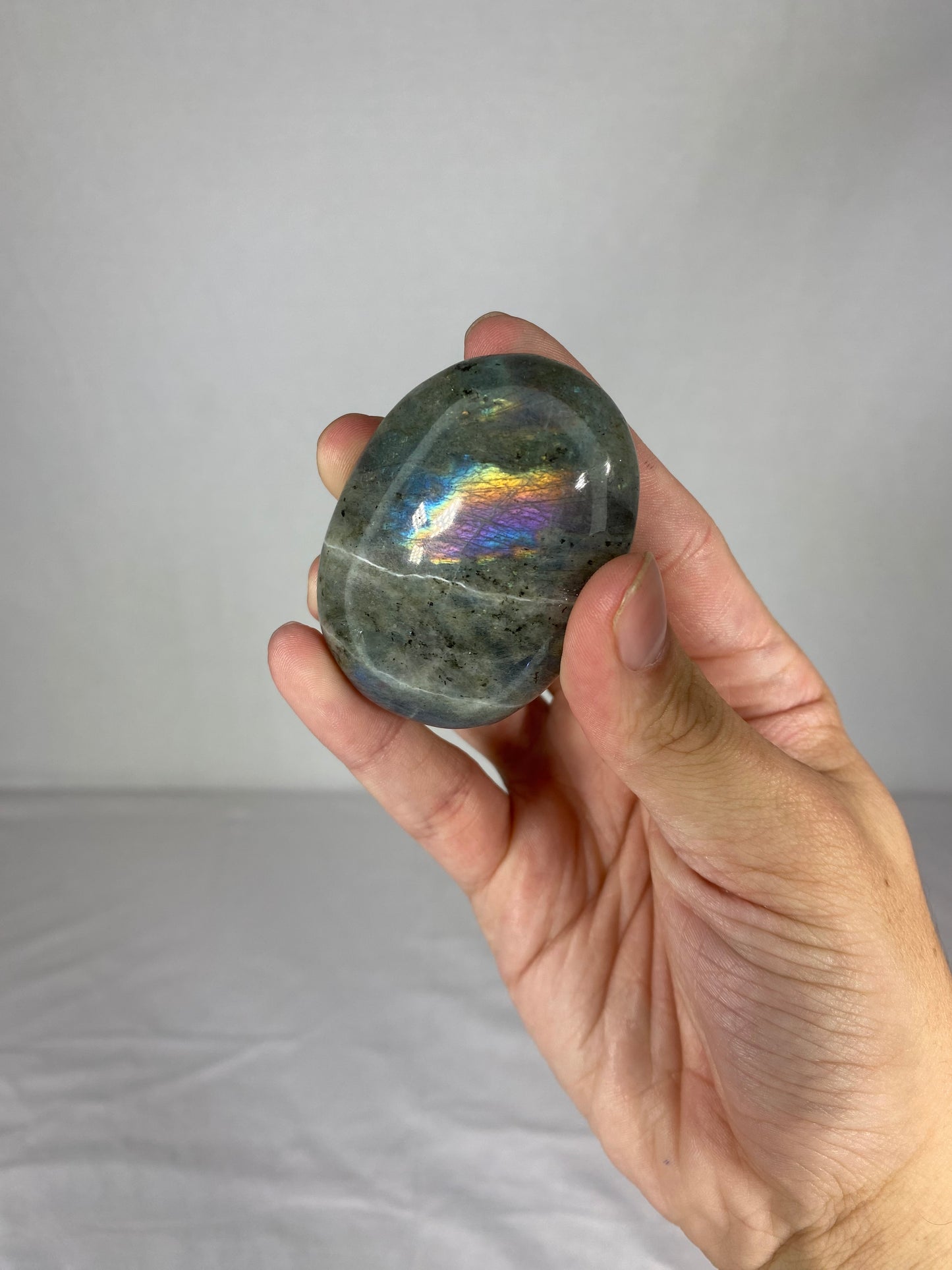 Madagascan Polished Labradorite Palm Stone (L)