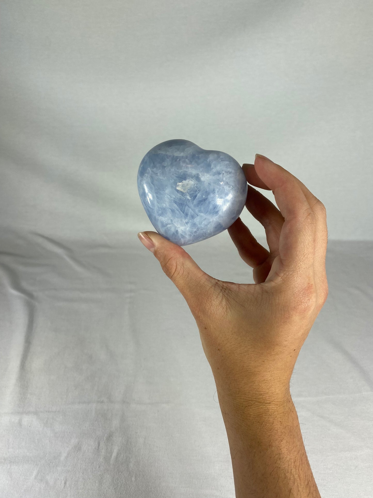 Madagascan Polished Blue Calcite Heart (B)