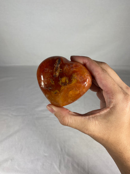 Madagascan Polished Carnelian Heart (A)