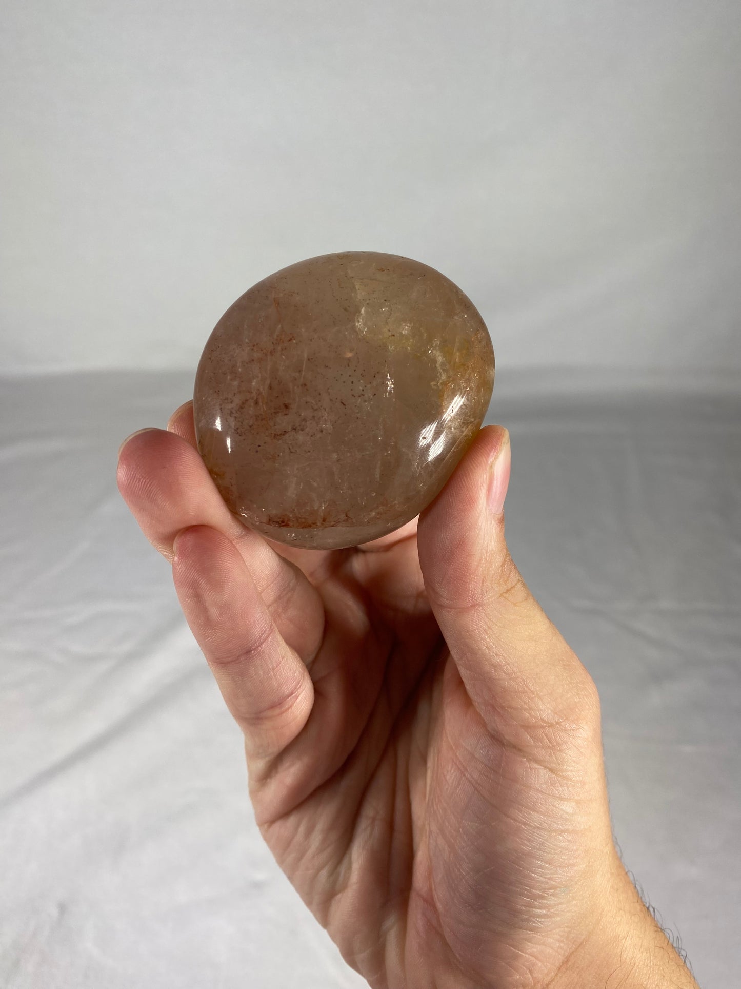 Madagascan Polished Fire Quartz Palm Stone (A)