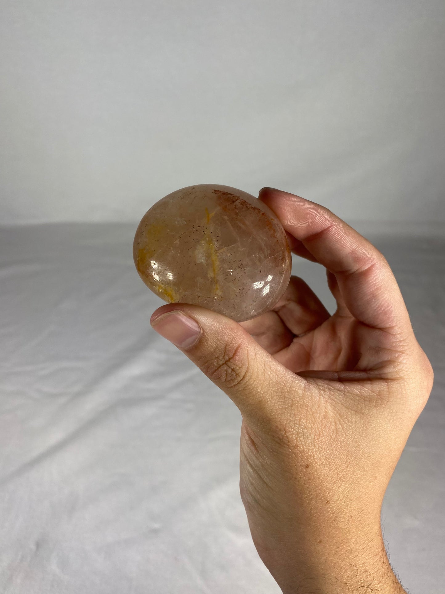Madagascan Polished Fire Quartz Palm Stone (A)