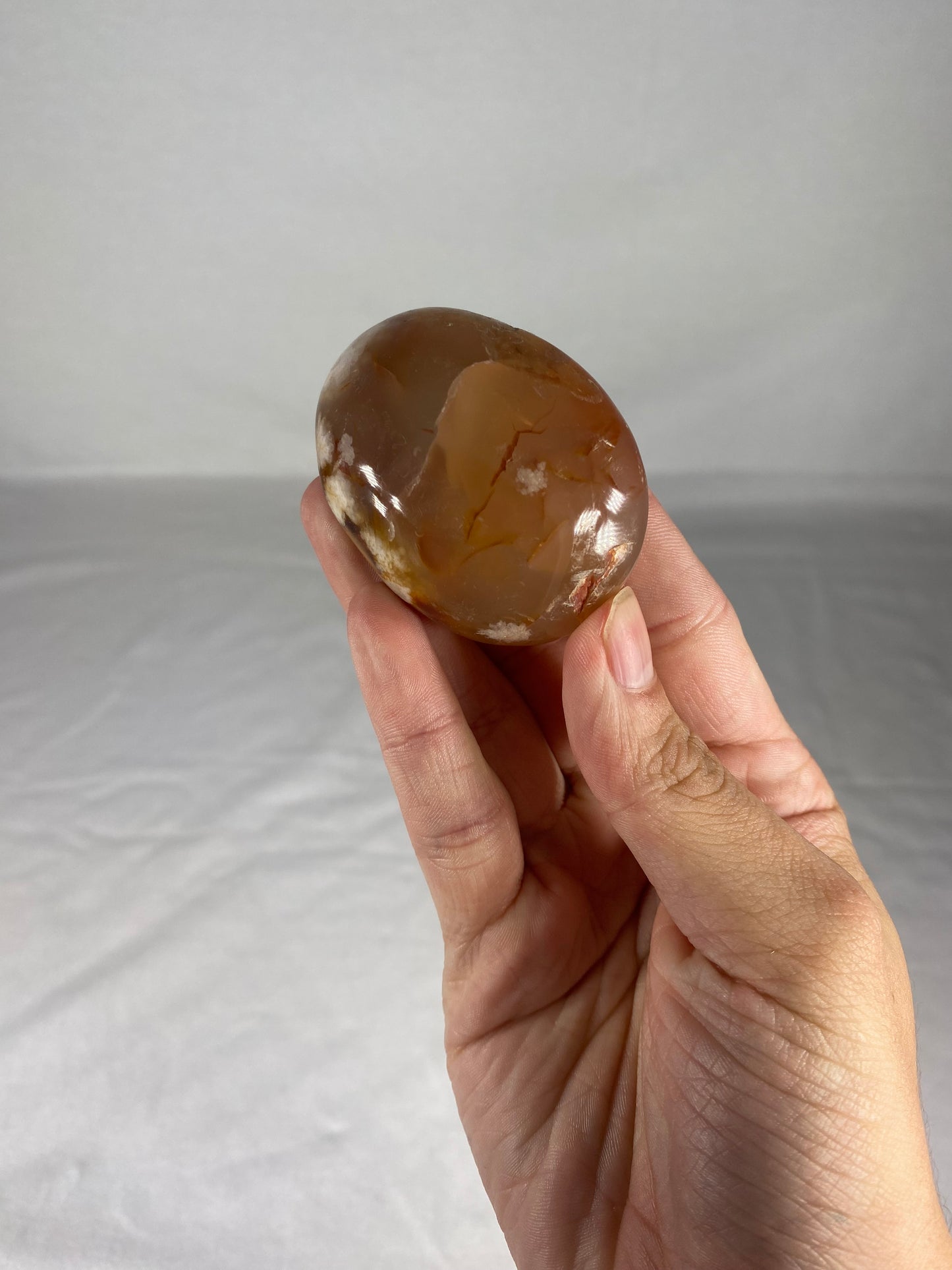 Madagascan Polished Flower Agate Palm Stone (D)