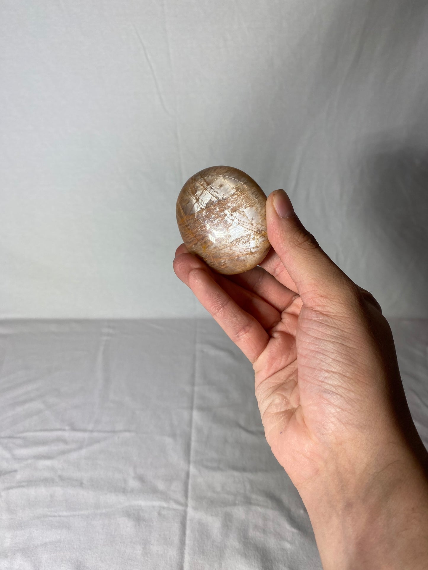 Madagascan Polished Sunstone Palm Stone (H)