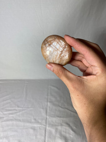 Madagascan Polished Sunstone Palm Stone (H)