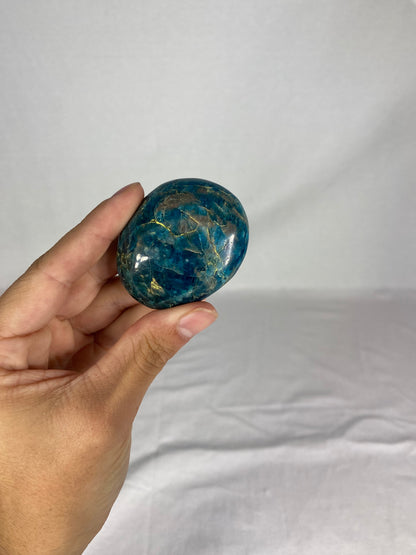 Madagascan Polished Blue Apatite Palm Stone (A)
