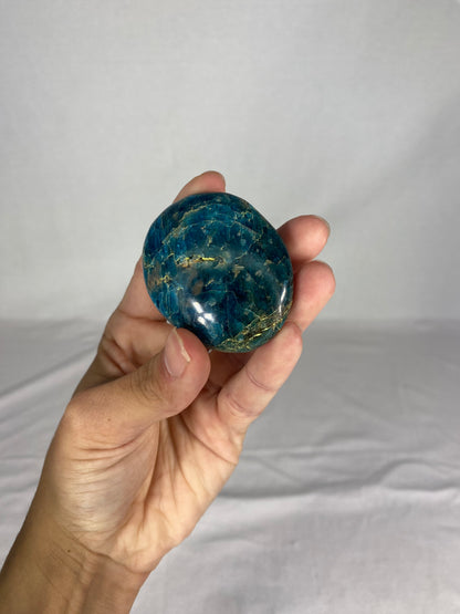 Madagascan Polished Blue Apatite Palm Stone (A)