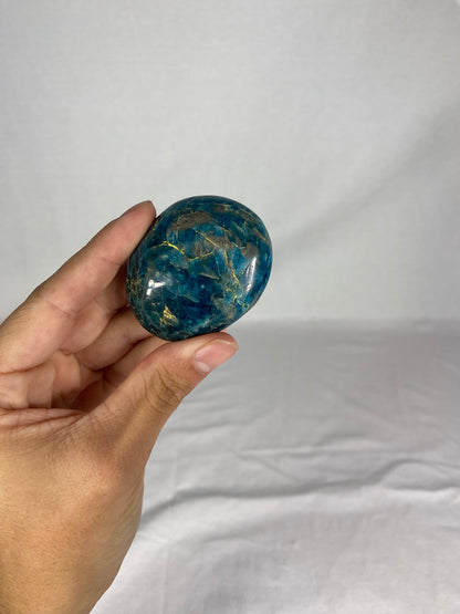 Madagascan Polished Blue Apatite Palm Stone (A)