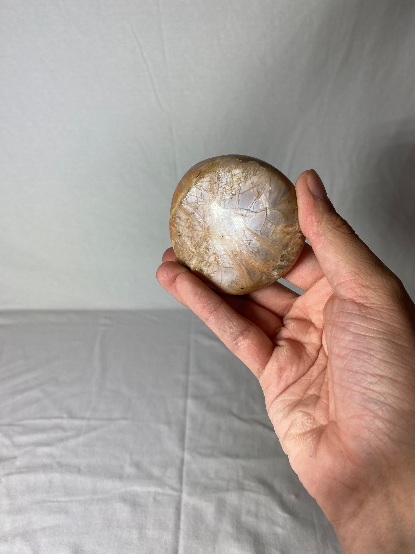 Madagascan Polished Sunstone Palm Stone (D)