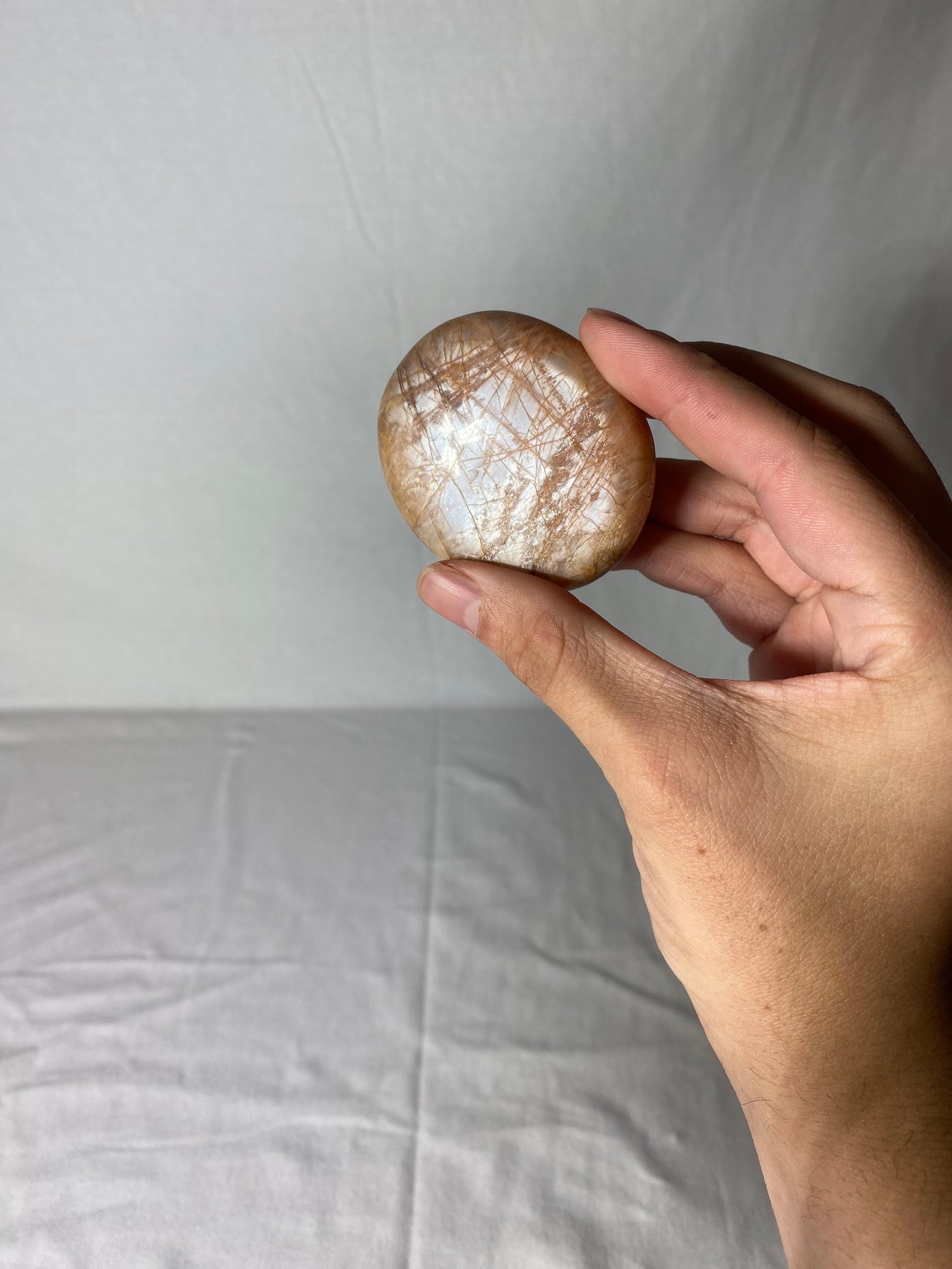 Madagascan Polished Sunstone Palm Stone (H)