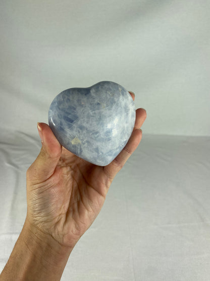 Madagascan Polished Blue Calcite Heart (A)