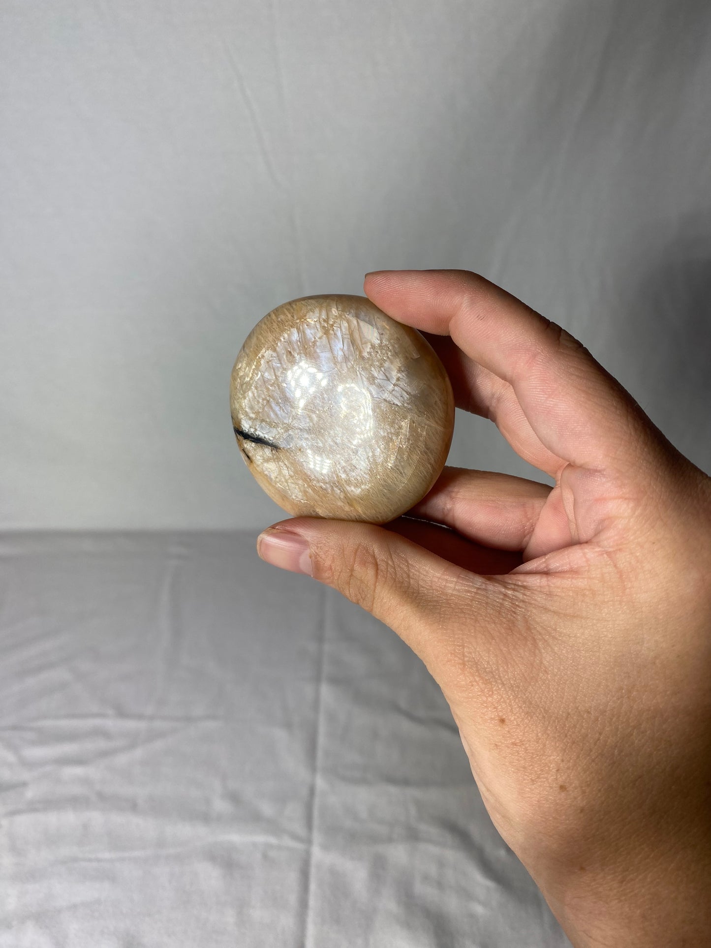 Madagascan Polished Sunstone Palm Stone (G)