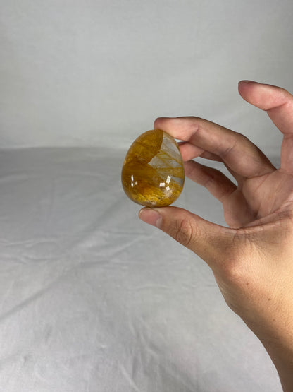 Madagascan Polished Golden Healer Quartz Palm Stone (B)
