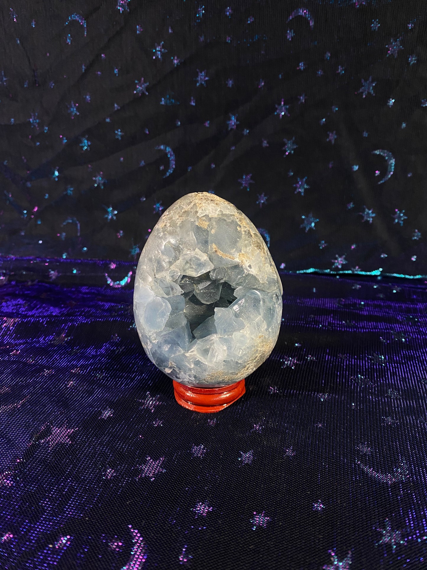 Madagascan Celestite Egg (With Clear Stand)