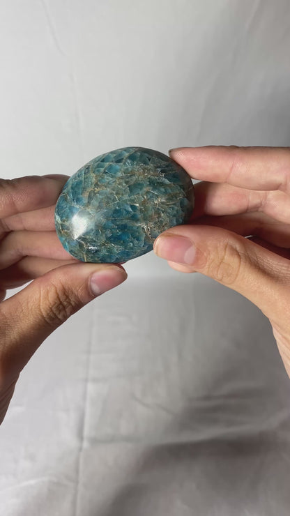 Madagascan Polished Blue Apatite Palm Stone (C)