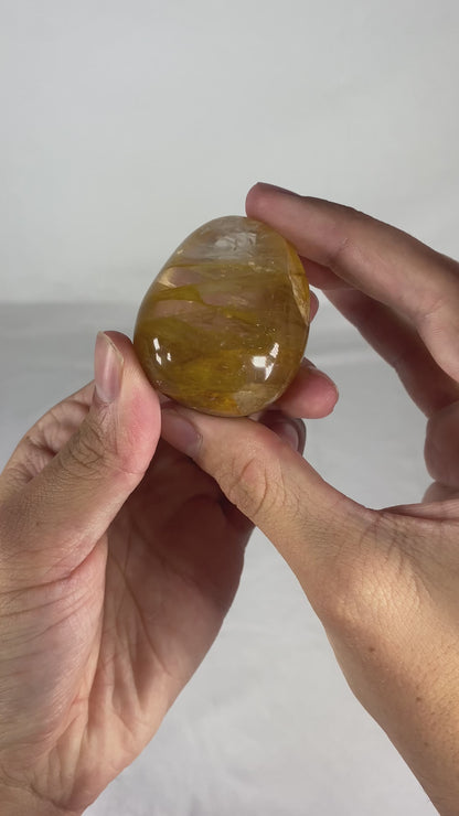 Madagascan Polished Golden Healer Quartz Palm Stone (B)