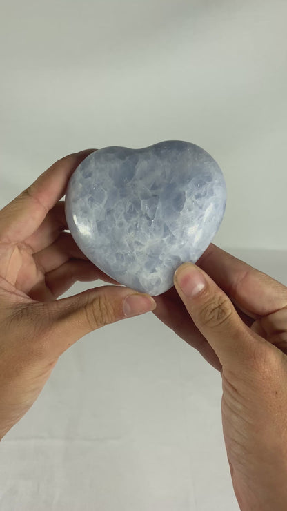 Madagascan Polished Blue Calcite Heart (A)