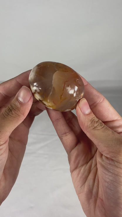 Madagascan Polished Flower Agate Palm Stone (D)