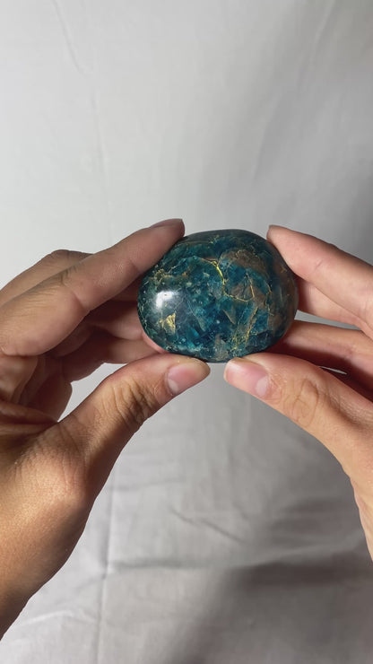 Madagascan Polished Blue Apatite Palm Stone (A)