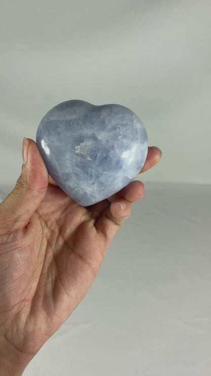 Madagascan Polished Blue Calcite Heart (B)