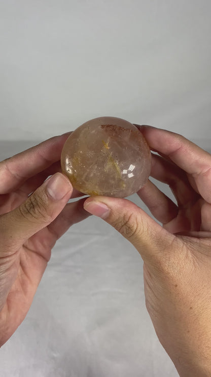 Madagascan Polished Fire Quartz Palm Stone (A)