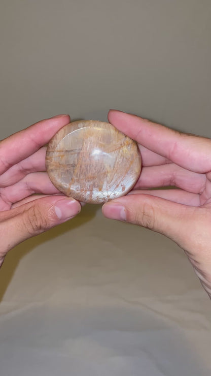 Madagascan Polished Sunstone Palm Stone (H)